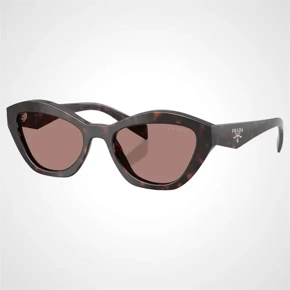 New PRADA Sunglasses Brown Root Tortoise Butterfly Brown Lens - Picture 1 of 6
